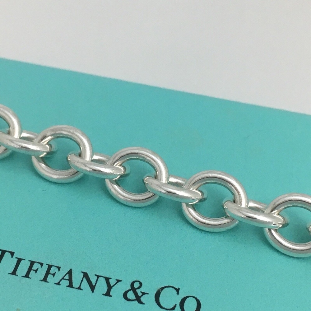 Large 10" Tiffany & Co Heart Tag Charm Bracelet in Sterling Silver AUTHENTIC - Picture 4 of 7